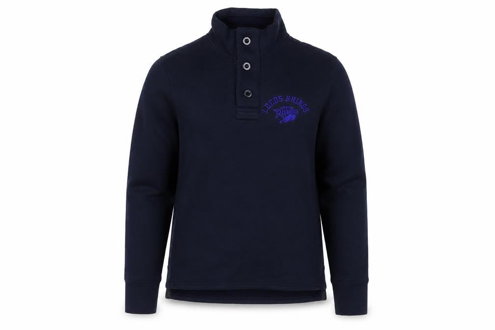 Leeds Rhinos Men's Black Henley Sweatshirt Size S