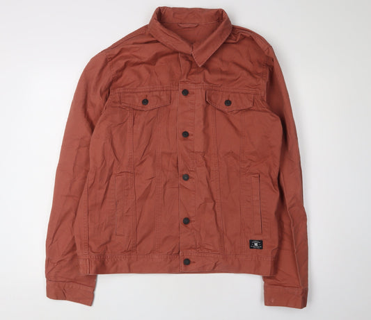 DC Men's Brown Varsity Jacket, L, Collared