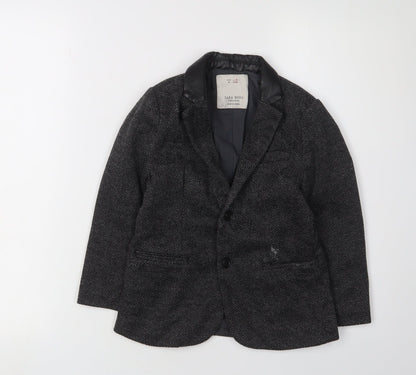 Additional front view of Zara boys’ black suit jacket 6 years wool herringbone classic