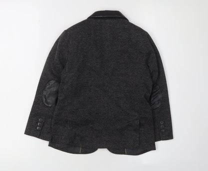 Back view of Zara boys’ black suit jacket 6 years wool herringbone classic