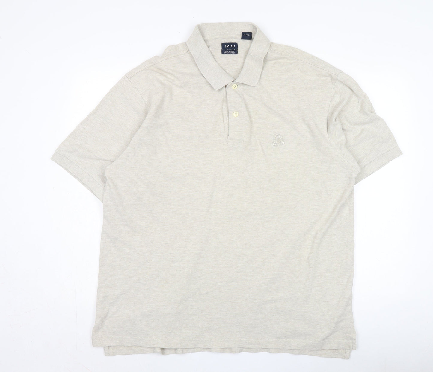 IZOD Men's Beige Polo Shirt XL Short Sleeve Casual
