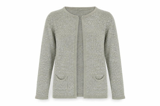 Mango Women's Silver Sequin Cardigan, UK Size 14