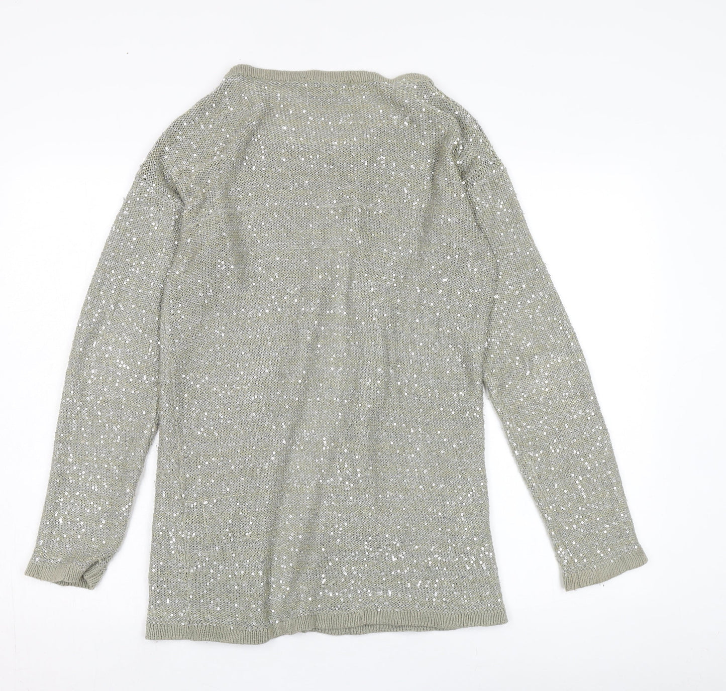 Mango Women's Silver Sequin Cardigan, UK Size 14