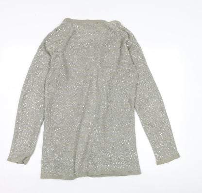 Mango Women's Silver Sequin Cardigan, UK Size 14