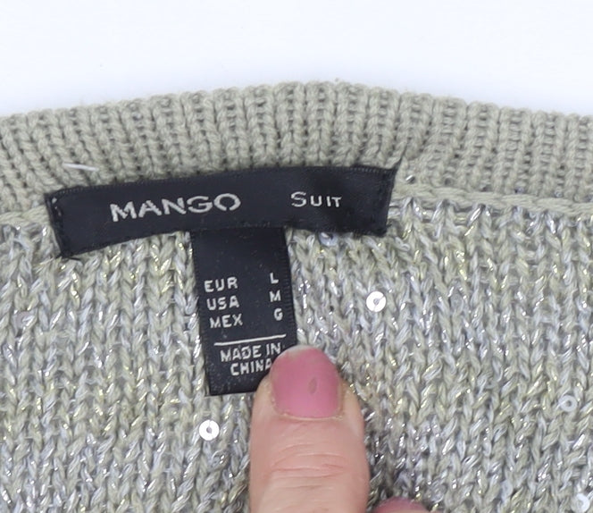 Mango Women's Silver Sequin Cardigan, UK Size 14