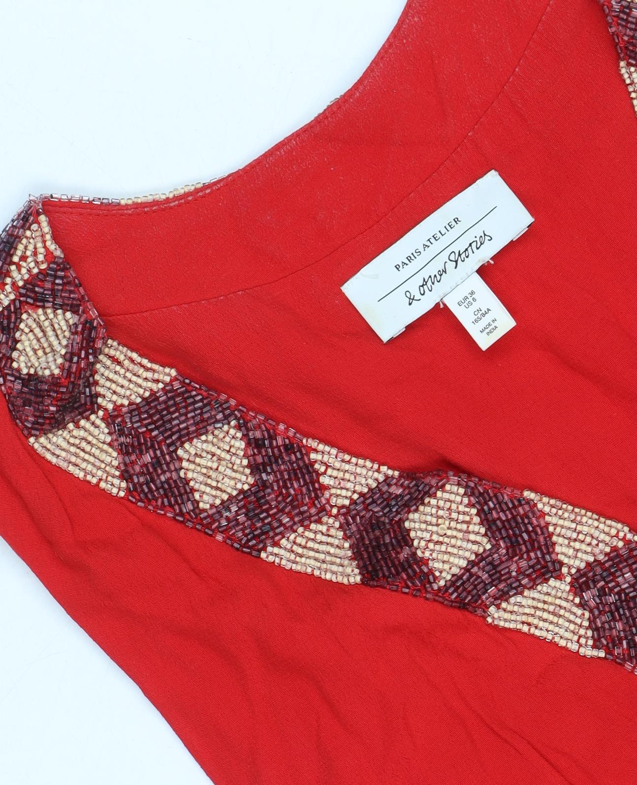 & Other Stories Women's Red Maxi Dress, Size 10