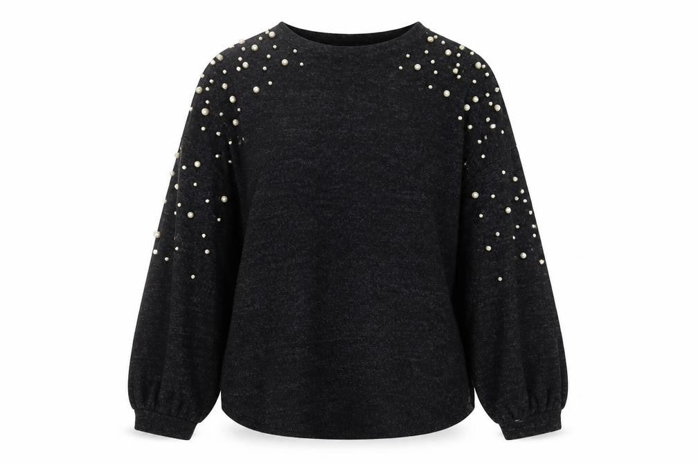 Papaya Women's Black Beaded Pullover Jumper Size 12