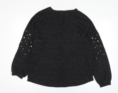 Back view of Papaya Women's Black Beaded jumper, size 12