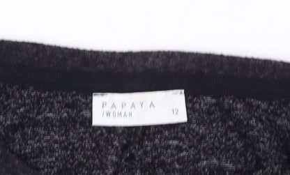 Close-up detail of Papaya Women's Black Beaded jumper, size 12