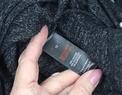 Brand and care label for Papaya Women's Black Beaded jumper, size 12