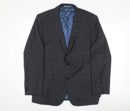 Santinelli Men’s Grey Check Wool Suit Jacket 44R