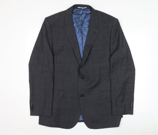 Santinelli Men’s Grey Check Wool Suit Jacket 44R