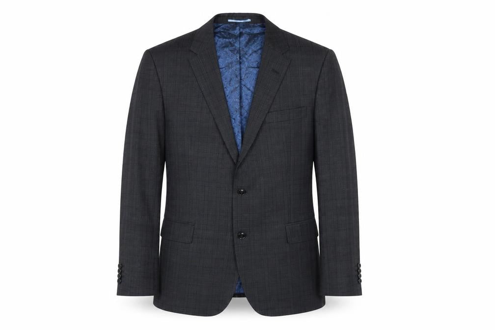 Santinelli Men’s Grey Check Wool Suit Jacket 44R