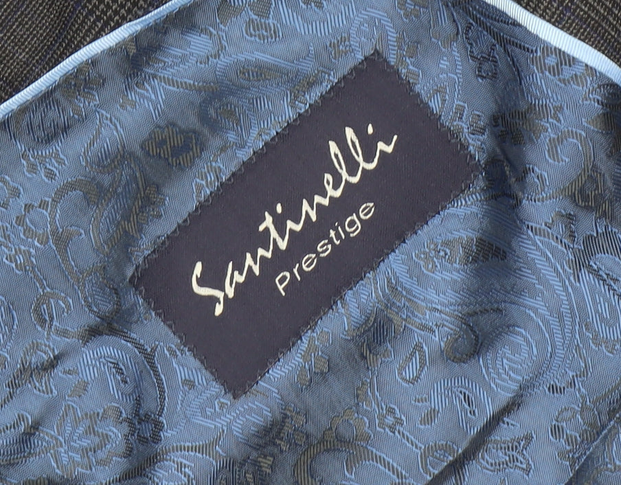 Santinelli Men’s Grey Check Wool Suit Jacket 44R