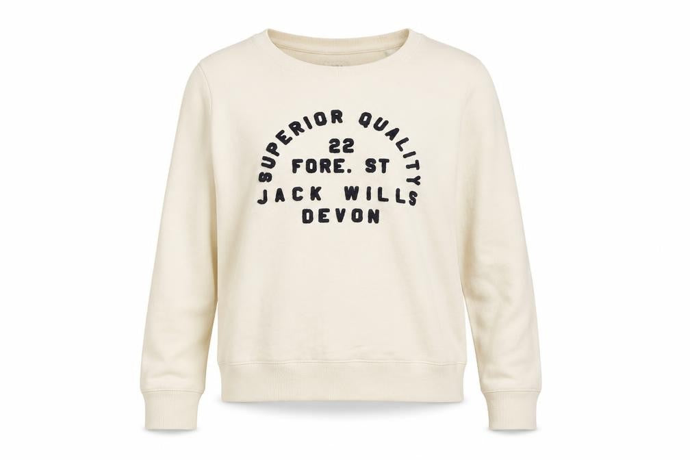 Jack Wills Women's Ivory Logo Pullover Sweatshirt UK 10
