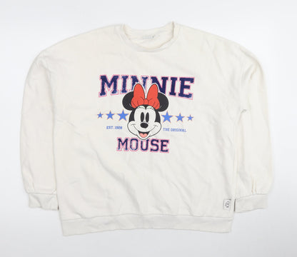 Preloved Marks and Spencer Teens Ivory Minnie Mouse Sweatshirt - Size 10 - Front