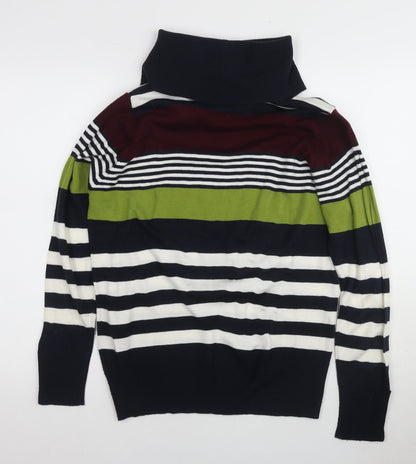 EWM Women's Multicoloured M Striped Pullover Jumper