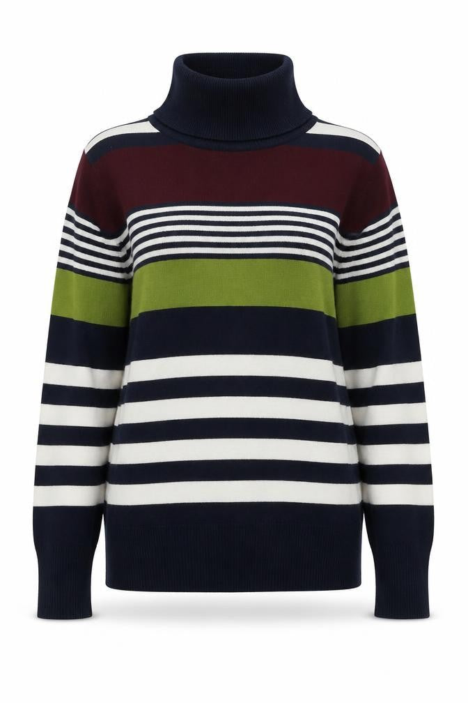 EWM Women's Multicoloured M Striped Pullover Jumper