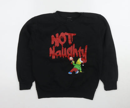 Front view of Simpsons boys’ black graphic print pullover sweatshirt l