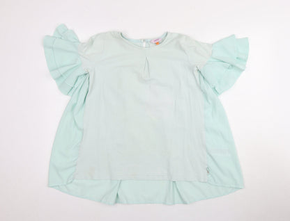 Additional front view of Baker by Ted Baker girls’ green tunic blouse 12-13y, ruffle sleeves