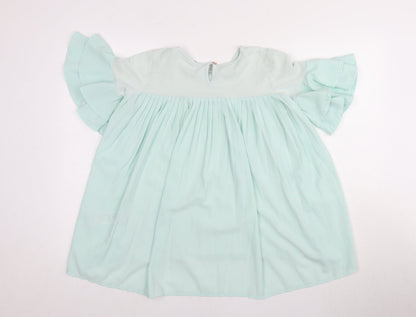 Back view of Baker by Ted Baker girls’ green tunic blouse 12-13y, ruffle sleeves