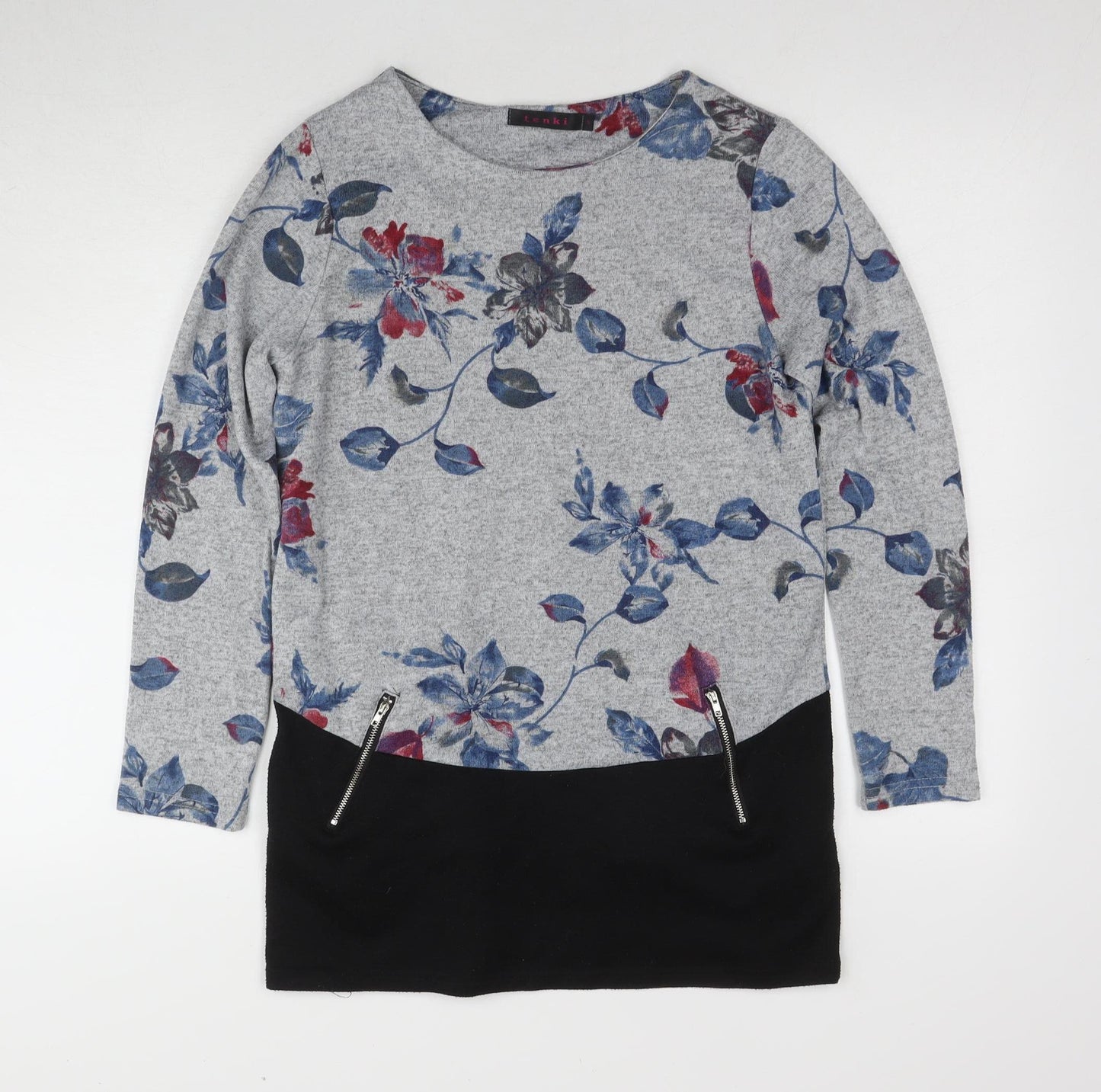Tenki Women's Grey Floral Pullover Jumper S