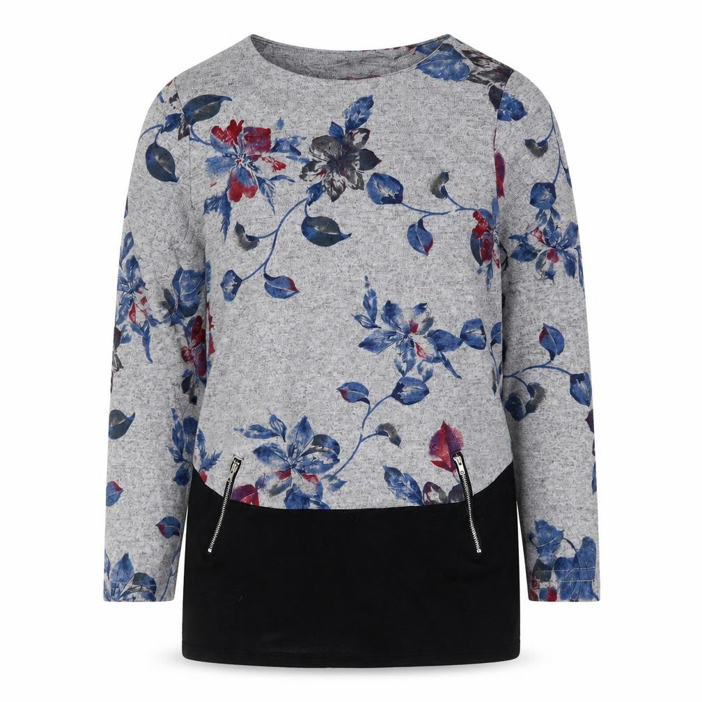 Tenki Women's Grey Floral Pullover Jumper S