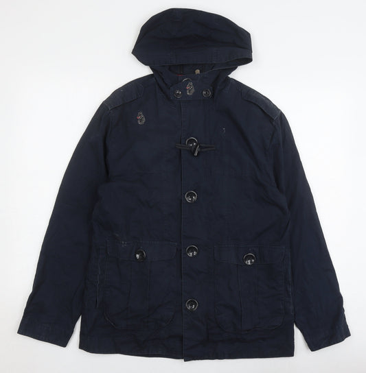 Luke Men's Navy Hooded Jacket Size S Cotton Casual