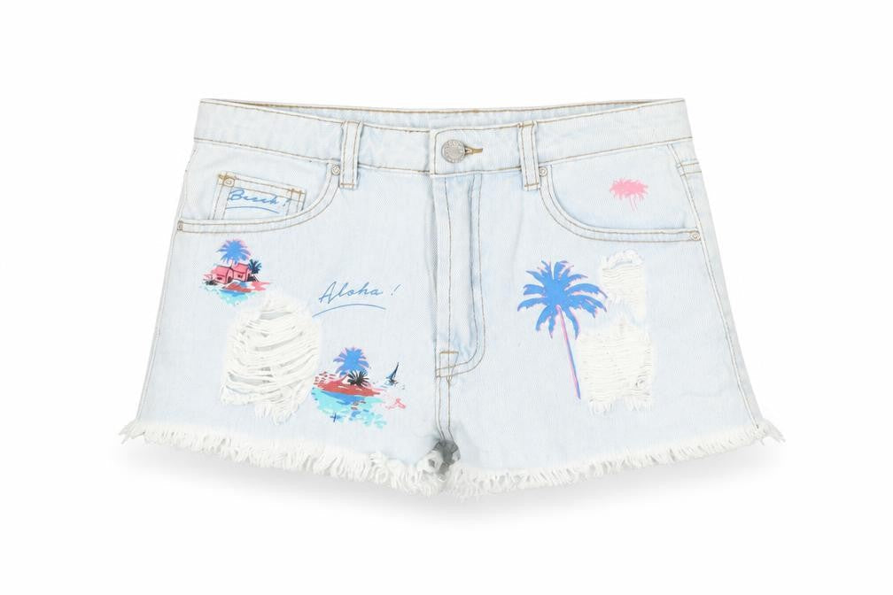 Cropp Women's Blue Cut-Off Denim Shorts Size 8