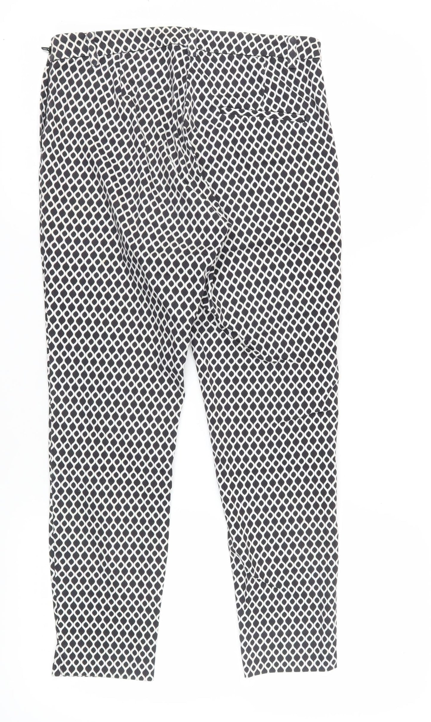 H&M Women’s Geometric Trousers, Size 10, Black/White
