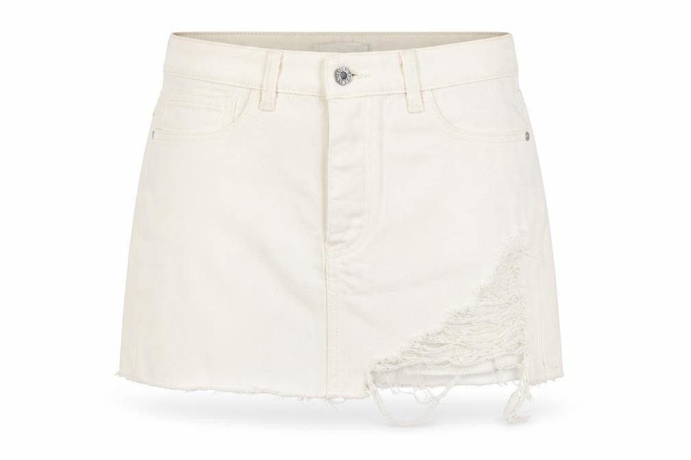 PrettyLittleThing Women's Ivory Mini Skirt - Size 6