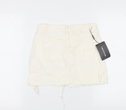 PRETTYLITTLETHING Women's Ivory Mini Skirt - Size 6