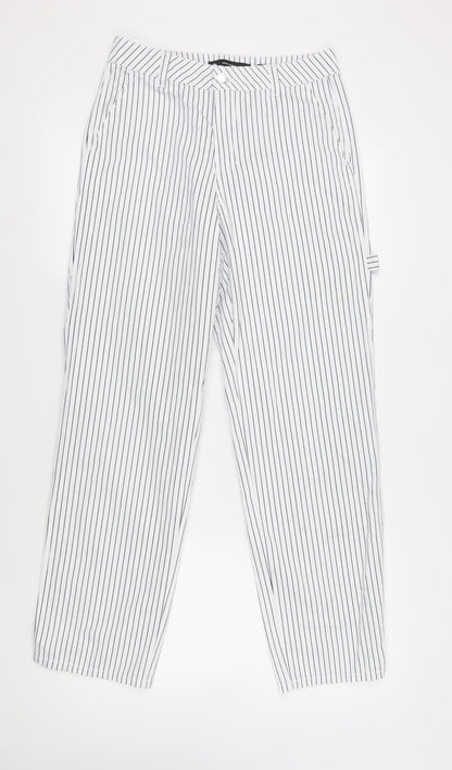 Vero Moda Women's White Striped Trousers, Size M