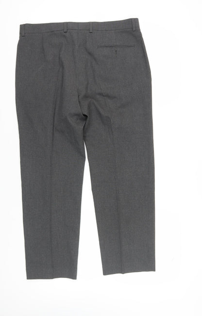 Marks & Spencer Men's Grey Dress Pants, L, Straight