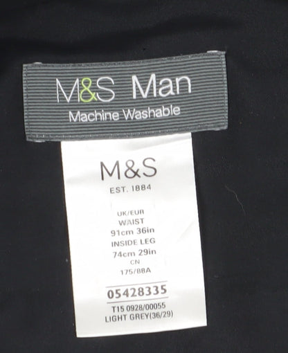 Marks & Spencer Men's Grey Dress Pants, L, Straight