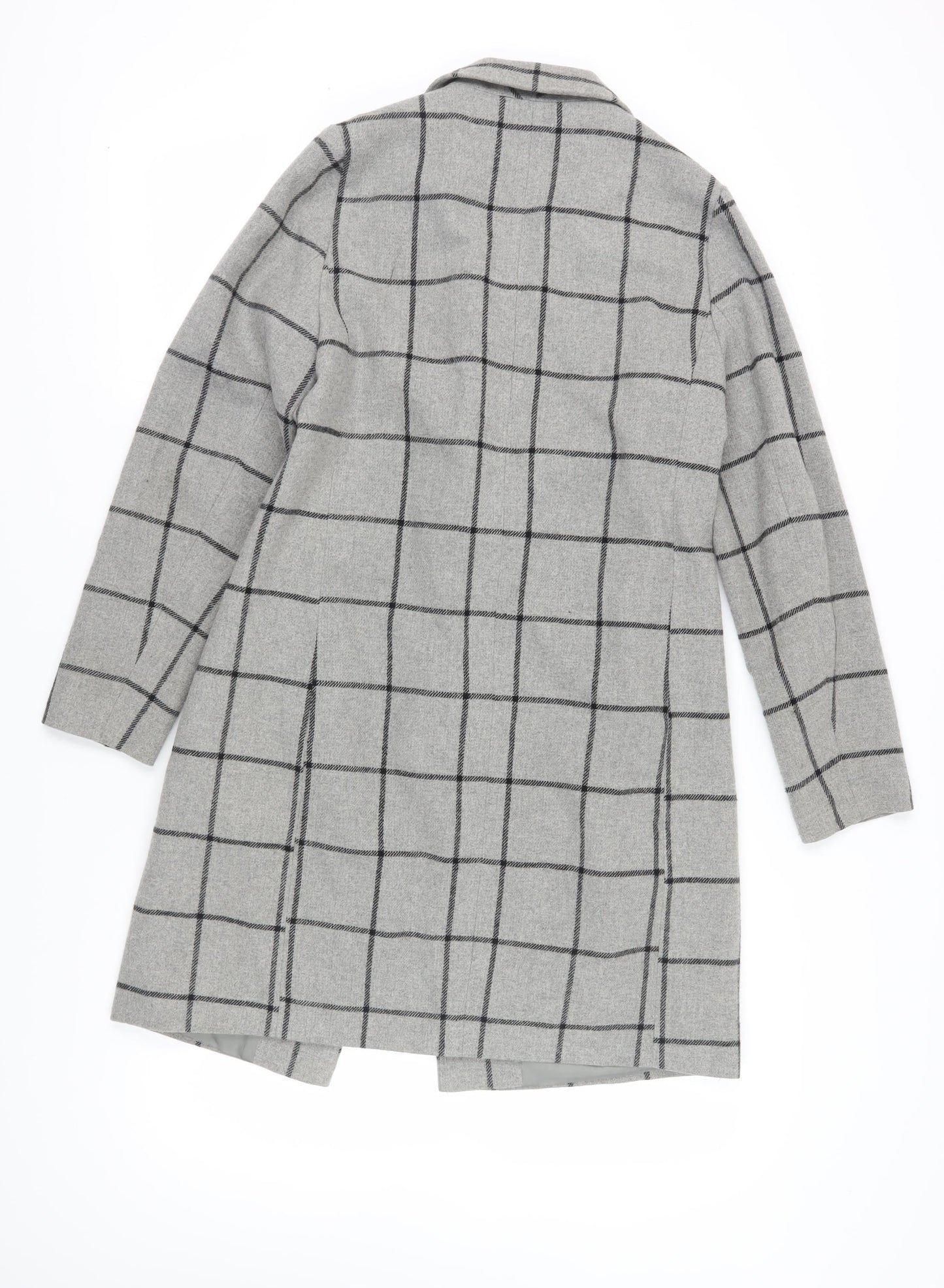 New Look Women's Grey Check Overcoat Size 6