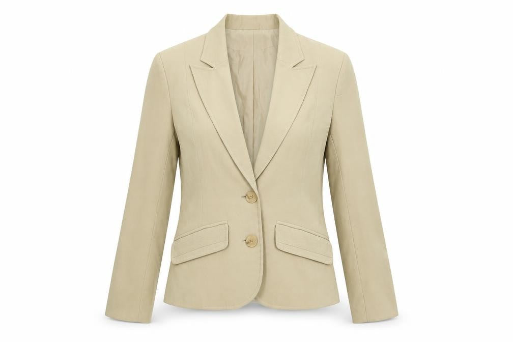 H&M Women's Beige Blazer - Size 8, Business Chic