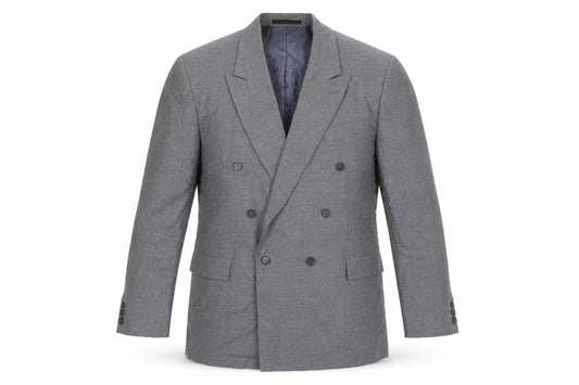 C&A Men's Grey Blazer, Size 42L, Double-Breasted, Long Fit