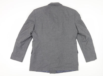 Back view of C&A Men's Grey Blazer, size 42L, Double-Breasted, Long Fit