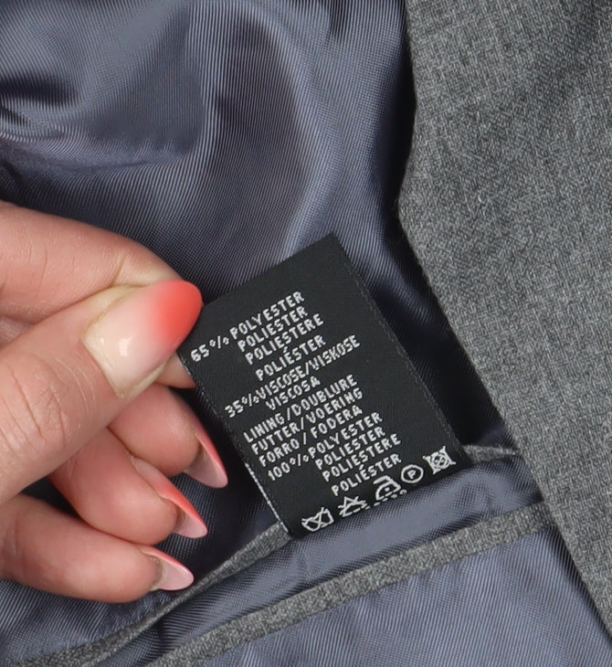 C&A Men's Grey Blazer, Size 42L, Double-Breasted, Long Fit