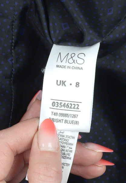 Marks & Spencer Women's Blue Pea Coat Size 8 - Stylish