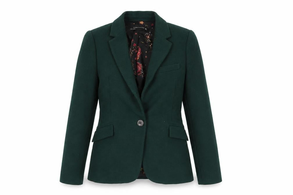 Zara Women's Green Blazer, Regular Fit, 3, Business