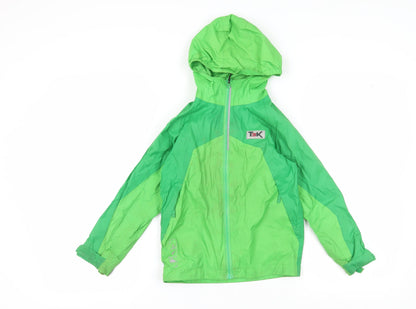 Front view of Higear girls’ green windbreaker jacket age 7-8 years