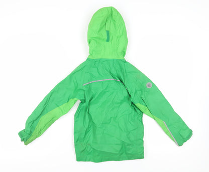 Back view of Higear girls’ green windbreaker jacket age 7-8 years