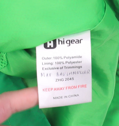 Close-up detail of Higear girls’ green windbreaker jacket age 7-8 years