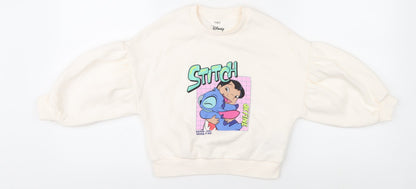 Front view of Marks & Spencer girls’' ivory stitch pullover, 4-5 years