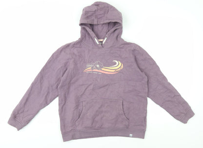 Additional front view of Animal girls’ purple pullover hoodie, size 13, years graphic print