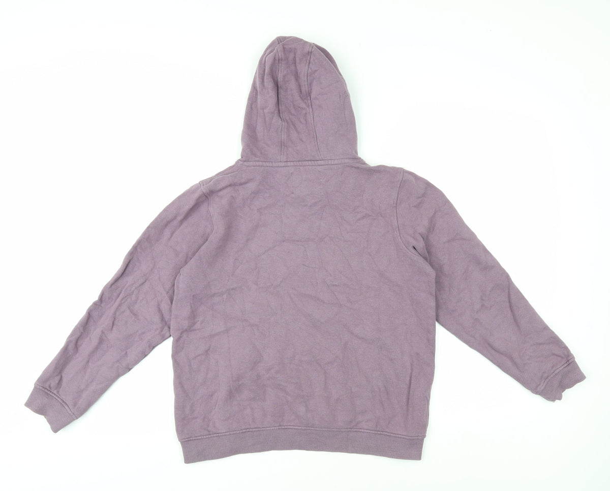 Back view of Animal girls’ purple pullover hoodie, size 13, years graphic print