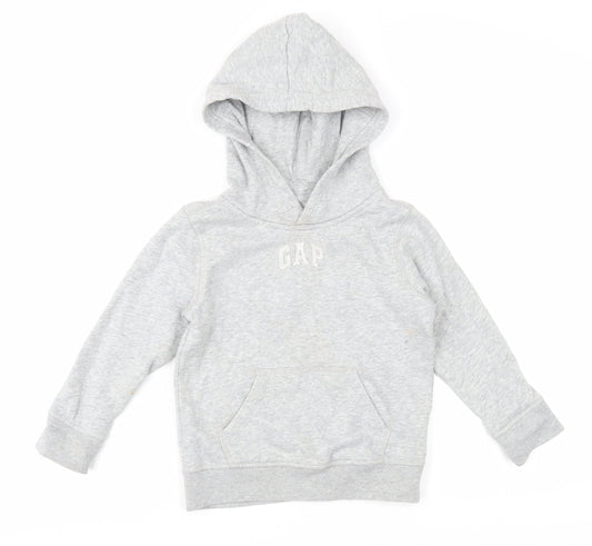 GAP Boys Grey Pullover Hoodie, Size 5 Years, Casual Comfort