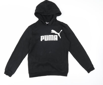 Additional front view of Puma boys’ black xl hoodie with logo - casual comfort